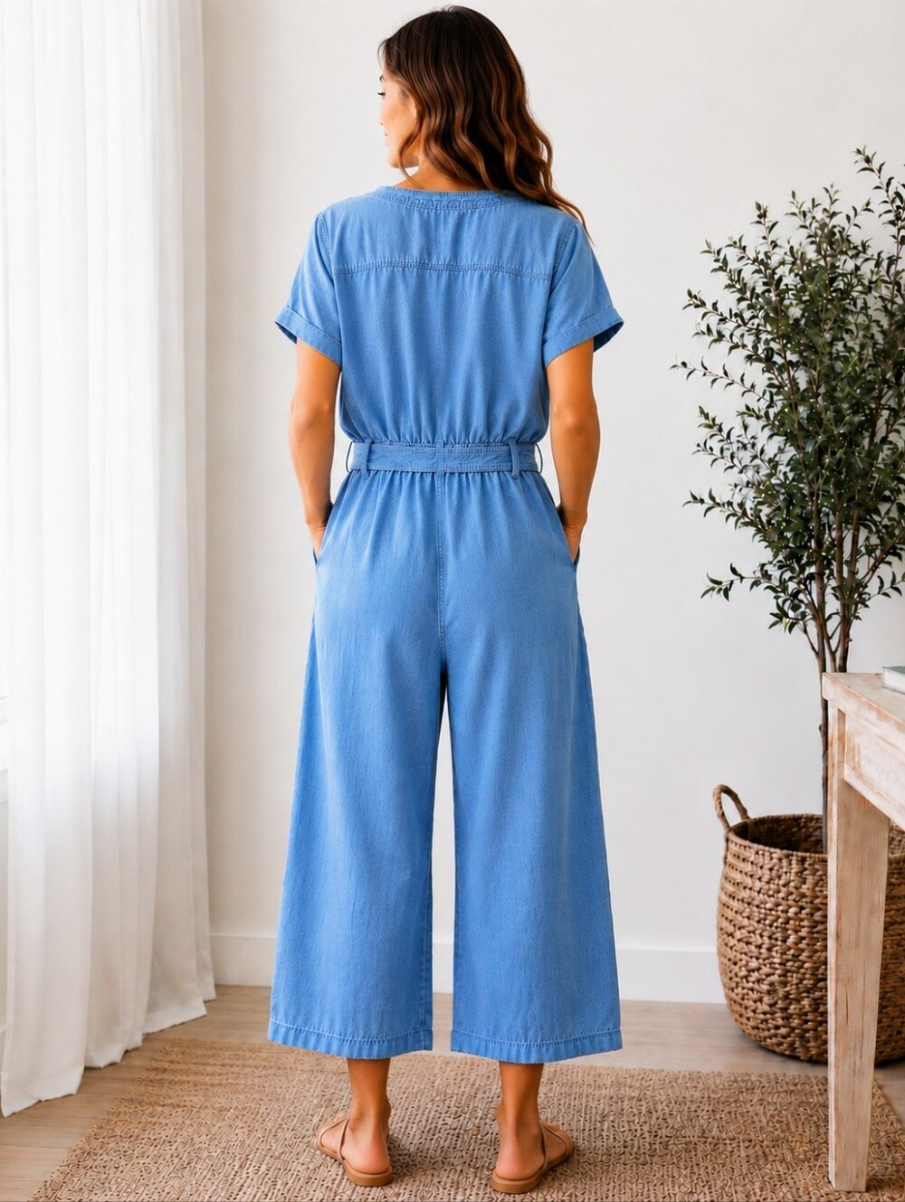 Abercrombie & Fitch | Blue Lyocell Jumpsuit |  Size Medium - Picture 2 of 7